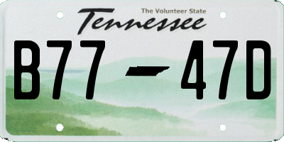 TN license plate B7747D