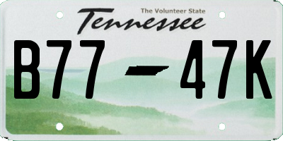 TN license plate B7747K