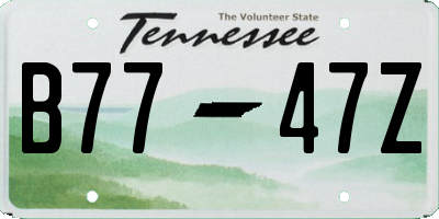 TN license plate B7747Z