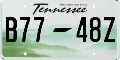 TN license plate B7748Z