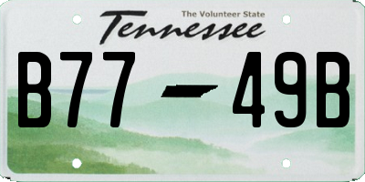 TN license plate B7749B