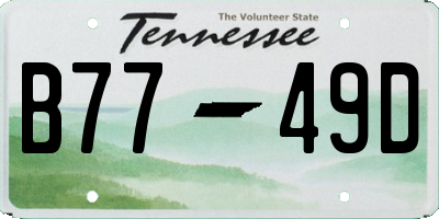TN license plate B7749D