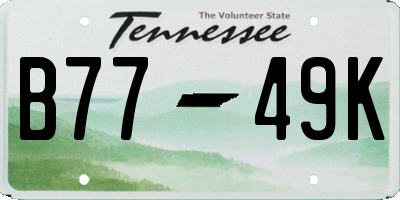 TN license plate B7749K