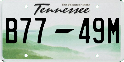 TN license plate B7749M