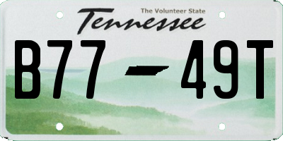 TN license plate B7749T