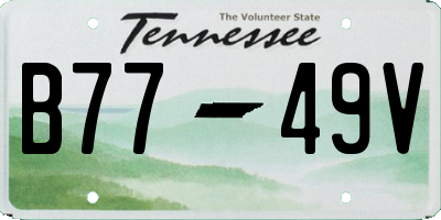 TN license plate B7749V