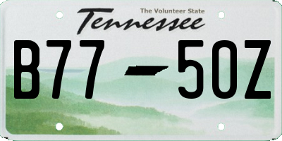TN license plate B7750Z
