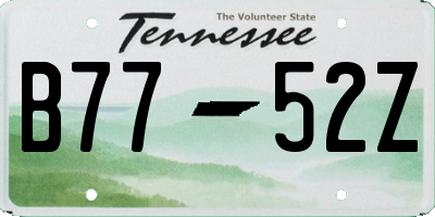 TN license plate B7752Z