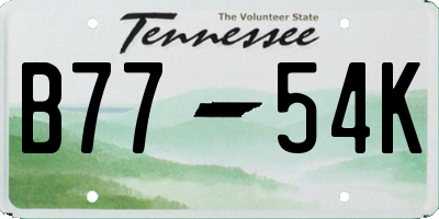 TN license plate B7754K