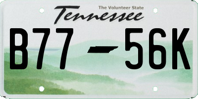 TN license plate B7756K