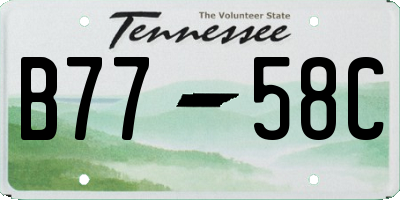 TN license plate B7758C