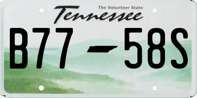 TN license plate B7758S