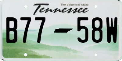 TN license plate B7758W