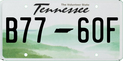 TN license plate B7760F