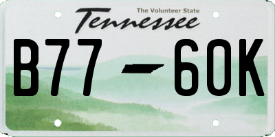 TN license plate B7760K