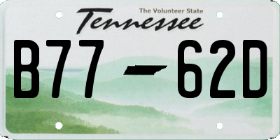 TN license plate B7762D