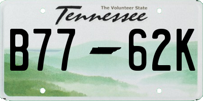 TN license plate B7762K