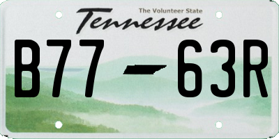 TN license plate B7763R