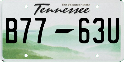 TN license plate B7763U