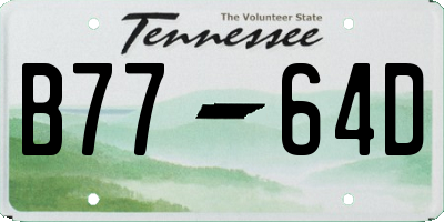 TN license plate B7764D