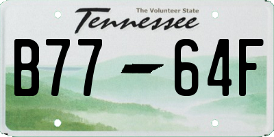 TN license plate B7764F