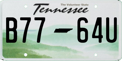 TN license plate B7764U