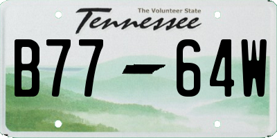TN license plate B7764W