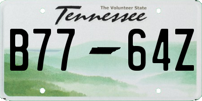 TN license plate B7764Z