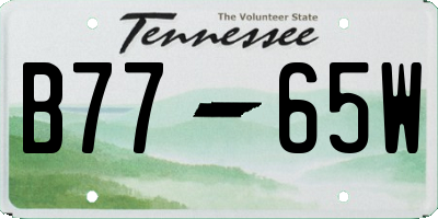 TN license plate B7765W