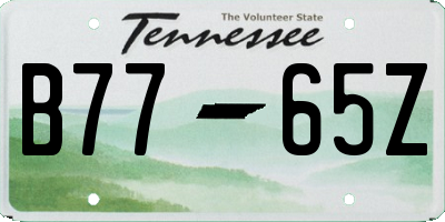 TN license plate B7765Z