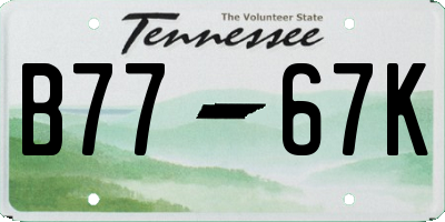 TN license plate B7767K