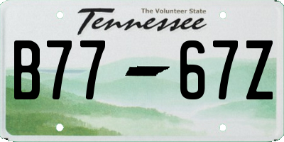 TN license plate B7767Z