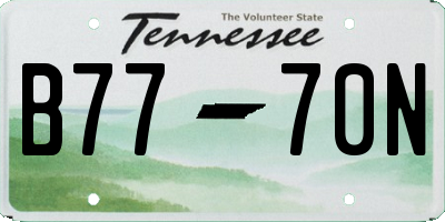 TN license plate B7770N