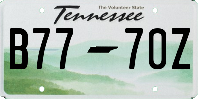 TN license plate B7770Z