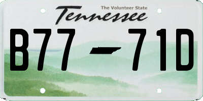 TN license plate B7771D