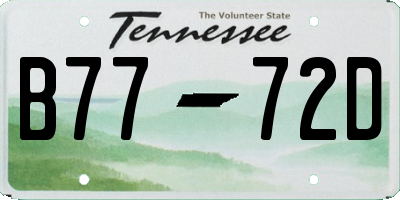 TN license plate B7772D