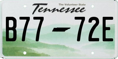 TN license plate B7772E