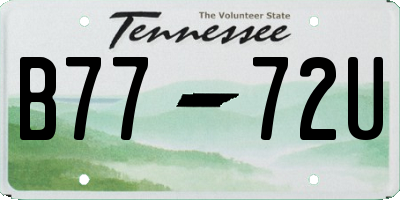 TN license plate B7772U
