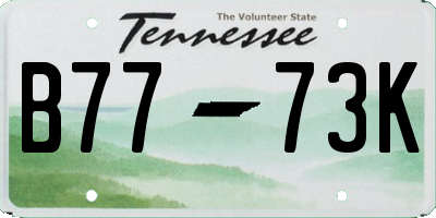 TN license plate B7773K