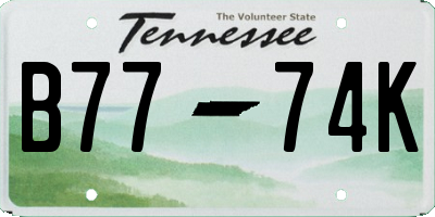 TN license plate B7774K