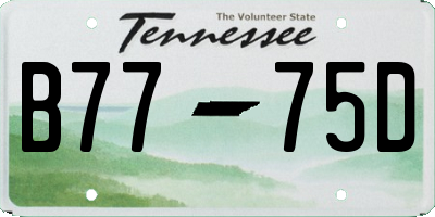TN license plate B7775D