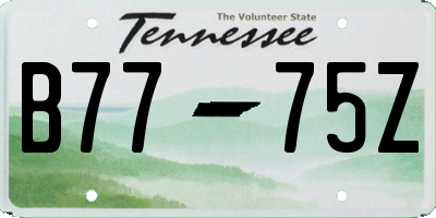 TN license plate B7775Z