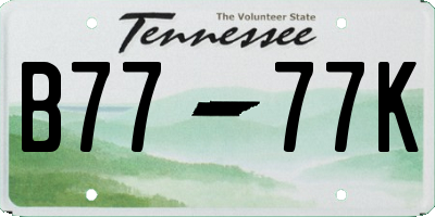 TN license plate B7777K