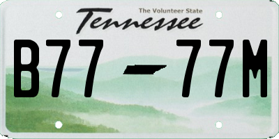TN license plate B7777M