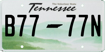 TN license plate B7777N