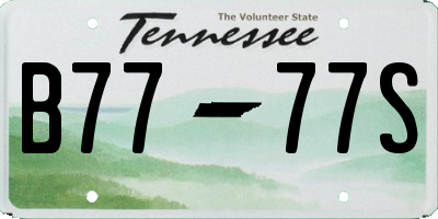 TN license plate B7777S