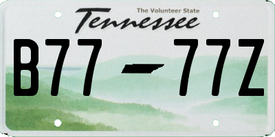 TN license plate B7777Z