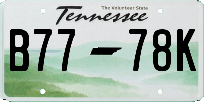 TN license plate B7778K