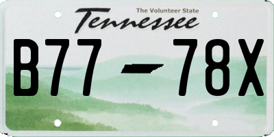 TN license plate B7778X