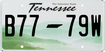TN license plate B7779W